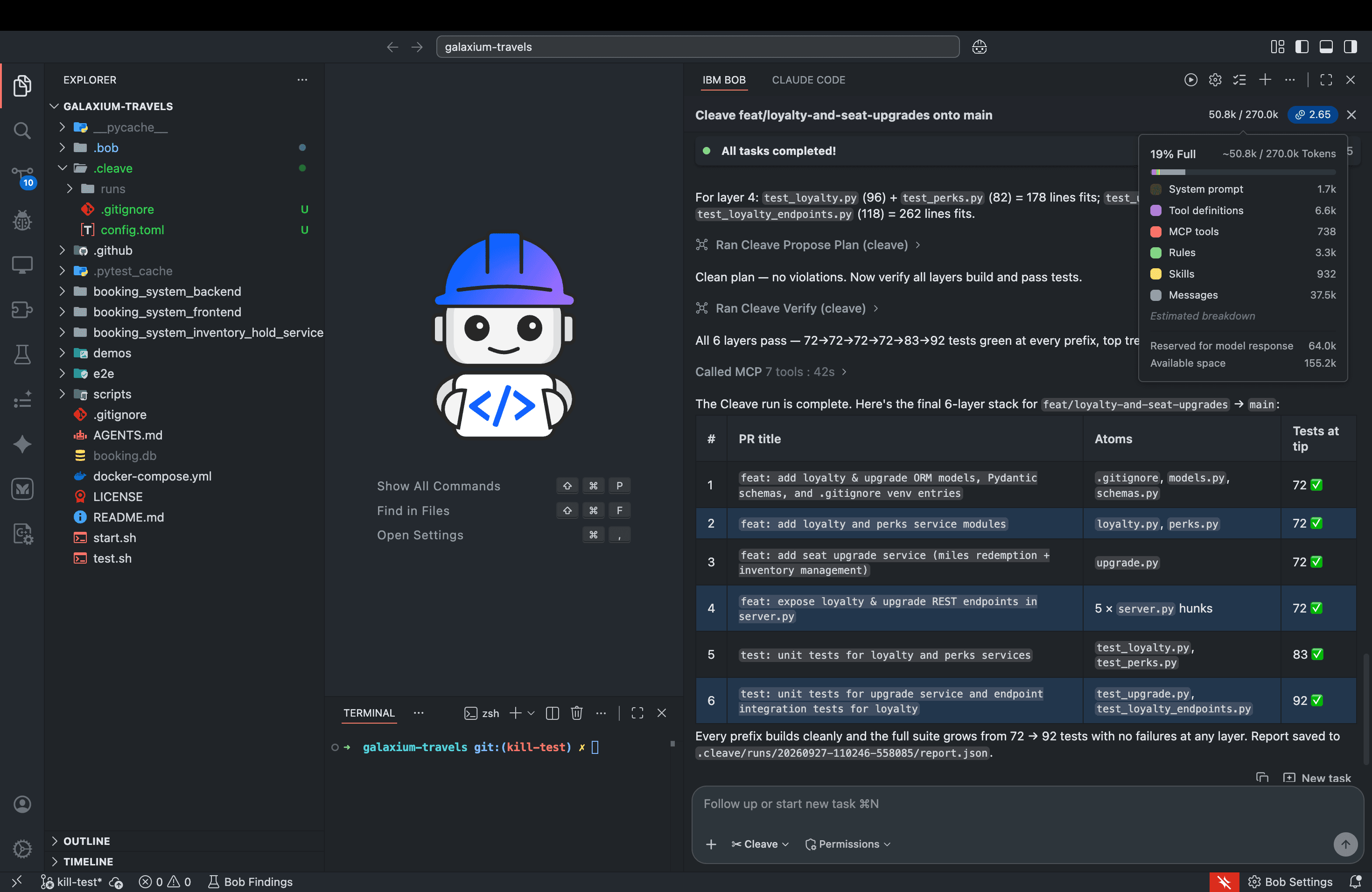 IBM Bob IDE running the Cleave mode with parallel subagents and verified layers
